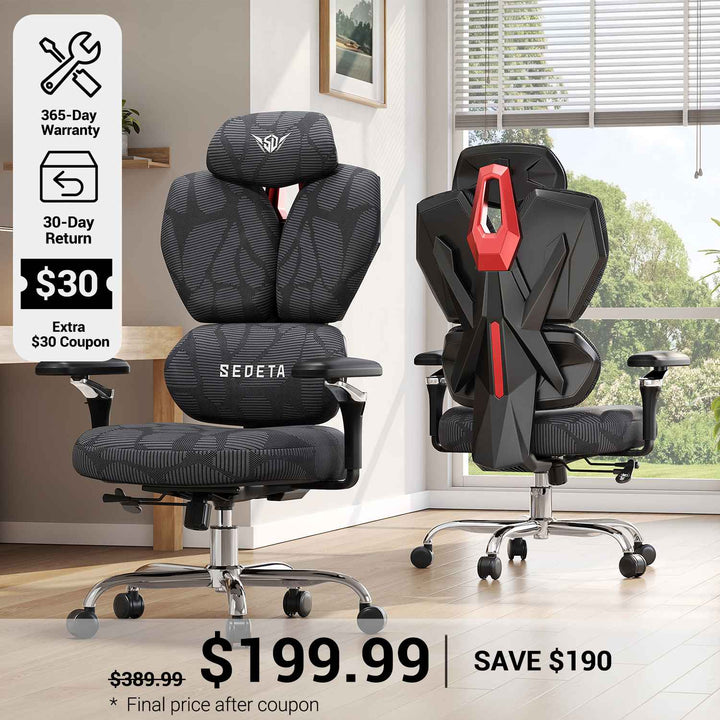 SEDETA S100 Ergonomic Office Chair with Lumbar Support 6D Armrests Home Office Desk Chairs with Headrest Butterfly-Shaped Backrest Comfortable Ergonomic Gaming Chairs