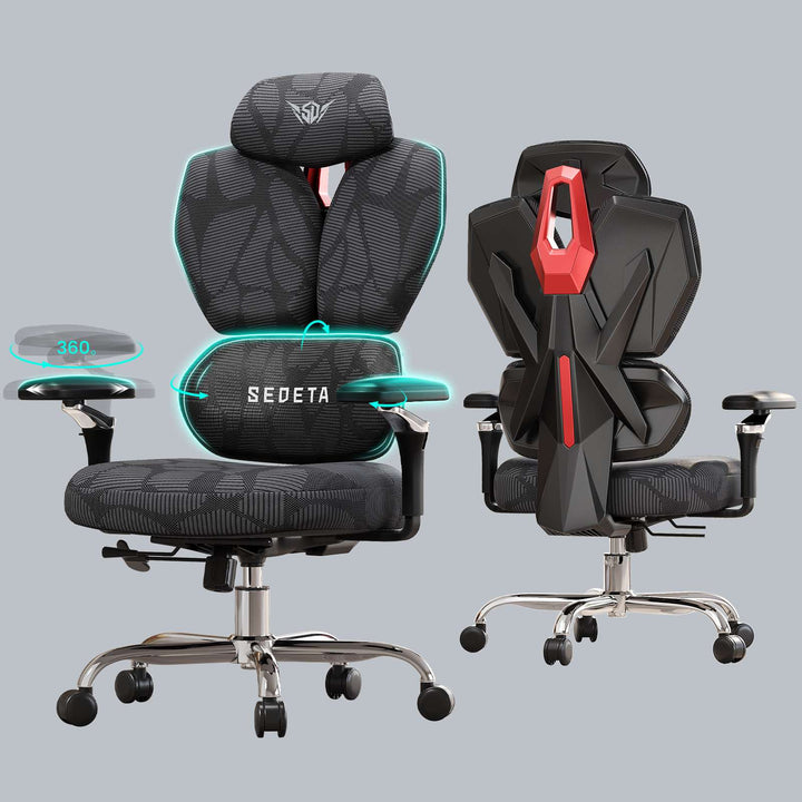 SEDETA® Home Office Desk Chairs with Headrest Butterfly-Shaped Backrest S100 Ergonomic Office Chair with Lumbar Support 6D Armrests Comfortable Ergonomic Gaming Chairs