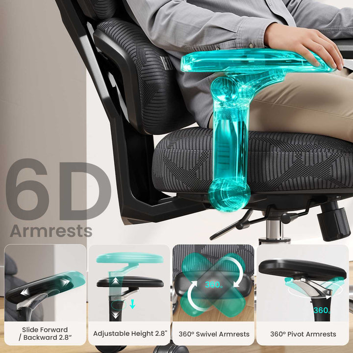 SEDETA® Home Office Desk Chairs with Headrest Butterfly-Shaped Backrest S100 Ergonomic Office Chair with Lumbar Support 6D Armrests Comfortable Ergonomic Gaming Chairs