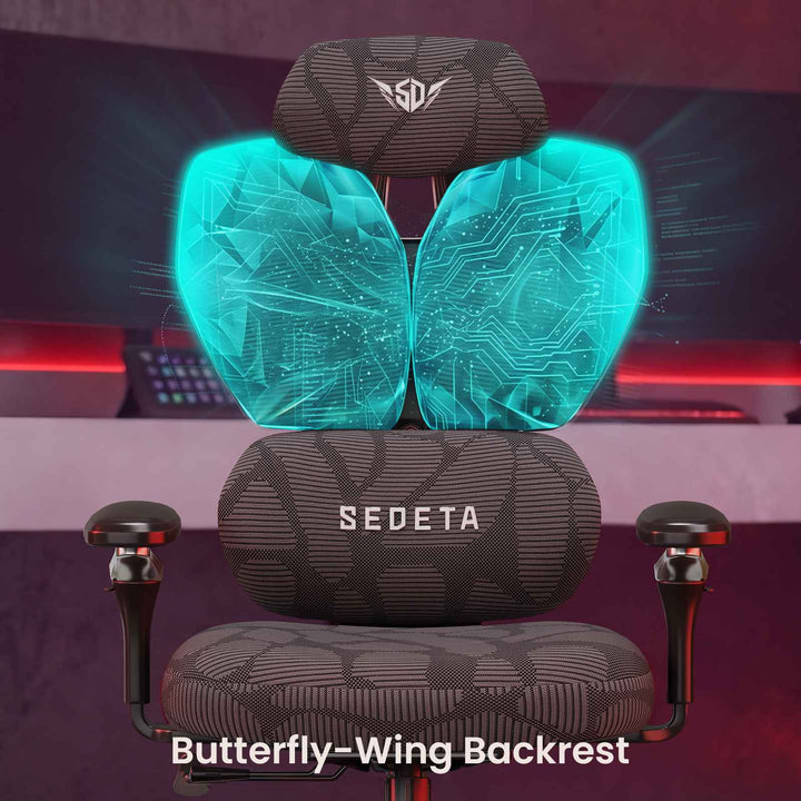 SEDETA® Home Office Desk Chairs with Headrest Butterfly-Shaped Backrest S100 Ergonomic Office Chair with Lumbar Support 6D Armrests Comfortable Ergonomic Gaming Chairs
