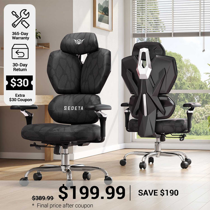 SEDETA S100 Ergonomic Office Chair with Lumbar Support 6D Armrests Home Office Desk Chairs with Headrest Butterfly-Shaped Backrest Comfortable Ergonomic Gaming Chairs