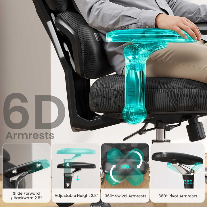 SEDETA® Home Office Desk Chairs with Headrest Butterfly-Shaped Backrest S100 Ergonomic Office Chair with Lumbar Support 6D Armrests Comfortable Ergonomic Gaming Chairs