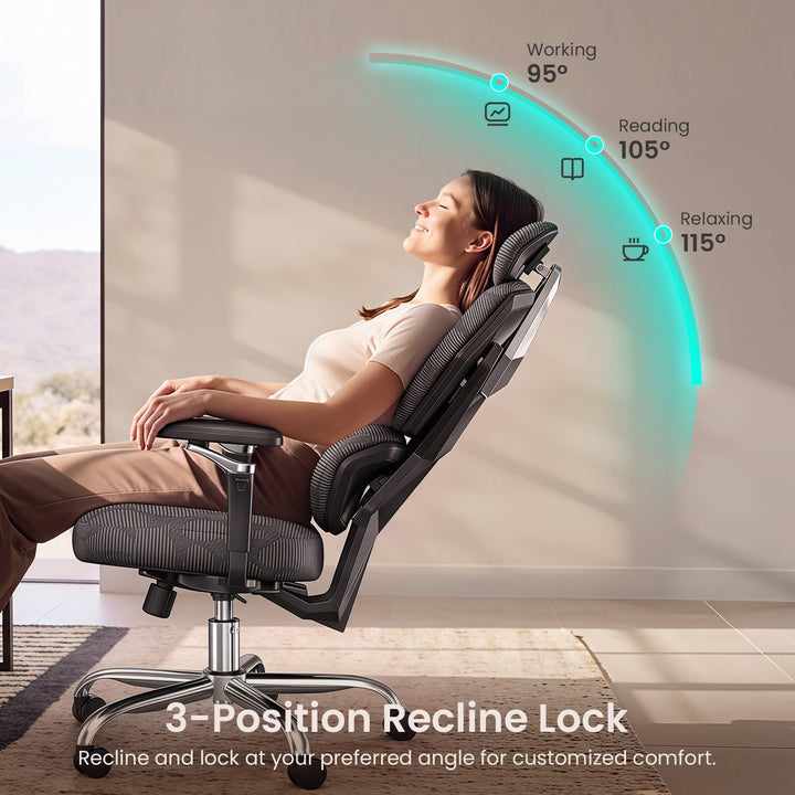 SEDETA® Home Office Desk Chairs with Headrest Butterfly-Shaped Backrest S100 Ergonomic Office Chair with Lumbar Support 6D Armrests Comfortable Ergonomic Gaming Chairs