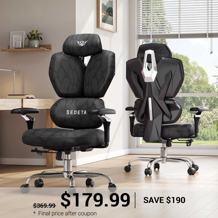 SEDETA® Home Office Desk Chairs with Headrest Butterfly-Shaped Backrest S100 Ergonomic Office Chair with Lumbar Support 6D Armrests Comfortable Ergonomic Gaming Chairs