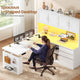 SEDETA 55.1 Inch L Shaped Electric Standing Desk with Hutch Adjustable Height Desk with Drawers Storage Shelves Home Office Computer Desk with Power Outlet LED Lights Pegboard