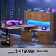 SEDETA 55.1 Inch L Shaped Electric Standing Desk with Hutch Adjustable Height Desk with Drawers Storage Shelves Home Office Computer Desk with Power Outlet LED Lights Pegboard