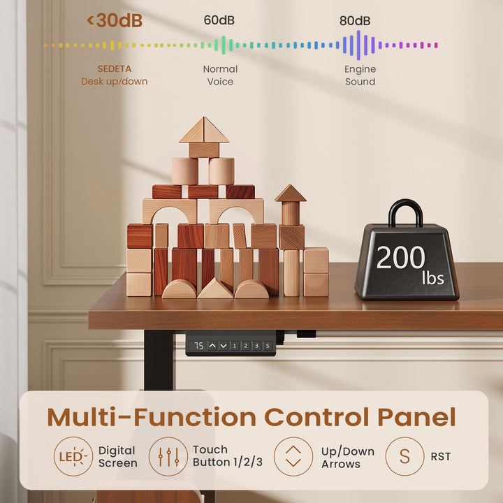 SEDETA 55.1 Inch L Shaped Electric Standing Desk with Hutch Adjustable Height Desk with Drawers Storage Shelves Home Office Computer Desk with Power Outlet LED Lights Pegboard