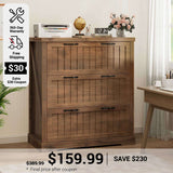SEDETA 3 Drawer File Cabinet Farmhouse Filing Cabinet for Home Office Wood Office File Cabinets for Letter/Legal/A4 Size Lateral File Cabinets with Printer Stand