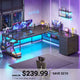 SEDETA 67 Inch L Shaped Gaming Desk with 4 Drawers Shelf Storage Corner Office Desk with LED Lights CPU Stand for Home Office Executive Computer Desk for Work Writing Study