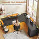 SEDETA 67 Inch L Shaped Gaming Desk with 4 Drawers Shelf Storage Corner Office Desk with LED Lights CPU Stand for Home Office Executive Computer Desk for Work Writing Study