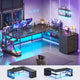 SEDETA 67 Inch L Shaped Gaming Desk with 4 Drawers Shelf Storage Corner Office Desk with LED Lights CPU Stand for Home Office Executive Computer Desk for Work Writing Study