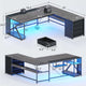 SEDETA 67 Inch L Shaped Gaming Desk with 4 Drawers Shelf Storage Corner Office Desk with LED Lights CPU Stand for Home Office Executive Computer Desk for Work Writing Study