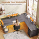 SEDETA 67 Inch L Shaped Gaming Desk with 4 Drawers Shelf Storage Corner Office Desk with LED Lights CPU Stand for Home Office Executive Computer Desk for Work Writing Study