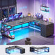 SEDETA 67 Inch L Shaped Gaming Desk with 4 Drawers Shelf Storage Corner Office Desk with LED Lights CPU Stand for Home Office Executive Computer Desk for Work Writing Study