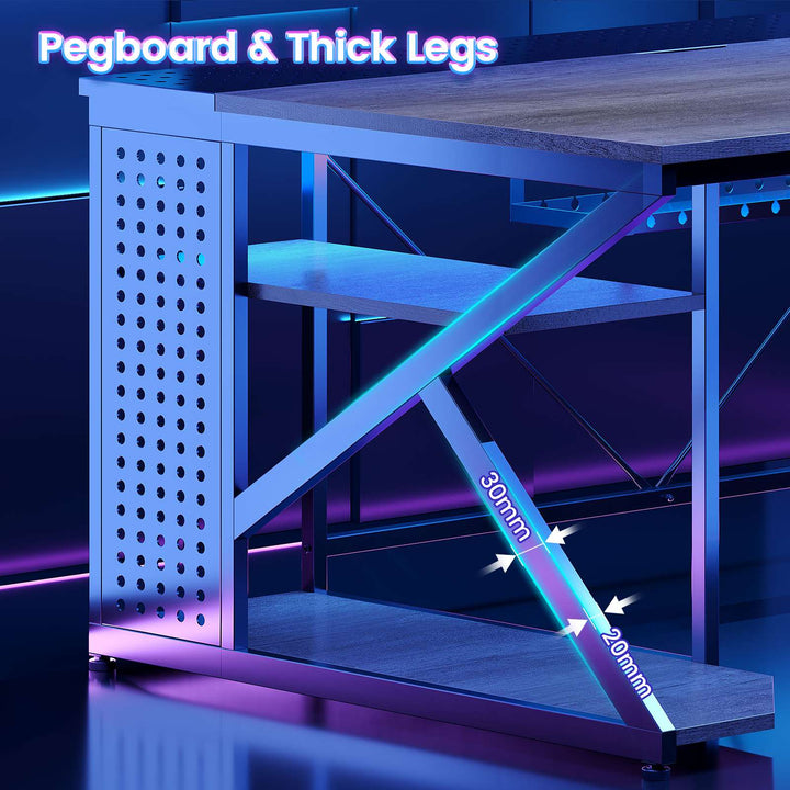 SEDETA 67 Inch L Shaped Gaming Desk with 4 Drawers Shelf Storage Corner Office Desk with LED Lights CPU Stand for Home Office Executive Computer Desk for Work Writing Study