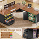 SEDETA® 70.9 Inch L Shaped Computer Desk with 3 Drawers and Power Strip L Shaped Executive Desk with CPU Stand Storage Cabinet Home Office Desk Cable Management Privacy Baffle