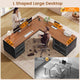 SEDETA® 70.9 Inch L Shaped Computer Desk with 3 Drawers and Power Strip L Shaped Executive Desk with CPU Stand Storage Cabinet Home Office Desk Cable Management Privacy Baffle