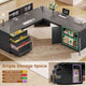 SEDETA® 70.9 Inch L Shaped Computer Desk with 3 Drawers and Power Strip L Shaped Executive Desk with CPU Stand Storage Cabinet Home Office Desk Cable Management Privacy Baffle