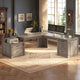 SEDETA | 72.8 Inch Executive Desk with 5 Storage Drawers Charging Station L Shaped Home Office Computer Desk with Printer Shelf Corner Writing Desk Study Table