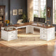 SEDETA | 72.8 Inch Executive Desk with 5 Storage Drawers Charging Station L Shaped Home Office Computer Desk with Printer Shelf Corner Writing Desk Study Table