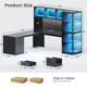 SEDETA® 63 Inch L Shaped Gaming Desk with 3 Drawers Led Lights Glass Display Cabinet Pegboard Computer Desk with File Drawer Power Outlet Storage Shelves for Home Office Corner Bedroom