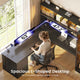 SEDETA® 63 Inch L Shaped Gaming Desk with 3 Drawers Led Lights Glass Display Cabinet Pegboard Computer Desk with File Drawer Power Outlet Storage Shelves for Home Office Corner Bedroom