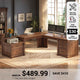 SEDETA 72.8 Inch Large L Shaped Executive Desk with 5 Storage Drawers Charging Station Home Office Computer Desk with 2 File Drawers and Printer Shelf Corner Writing Desk Study Table
