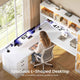 SEDETA® 63 Inch L Shaped Gaming Desk with 3 Drawers Led Lights Glass Display Cabinet Pegboard Computer Desk with File Drawer Power Outlet Storage Shelves for Home Office Corner Bedroom