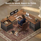 SEDETA | 72.8 Inch Executive Desk with 5 Storage Drawers Charging Station L Shaped Home Office Computer Desk with Printer Shelf Corner Writing Desk Study Table