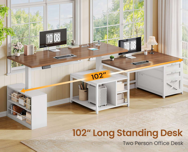 SEDETA 63 Inch L Shaped Electric Standing Desk with 3 Drawers for Office and Gaming Height Adjustable Desk with 3 Fabric Drawers Convertible L Shaped Desk or 2 Person Desk Sit Stand Desk