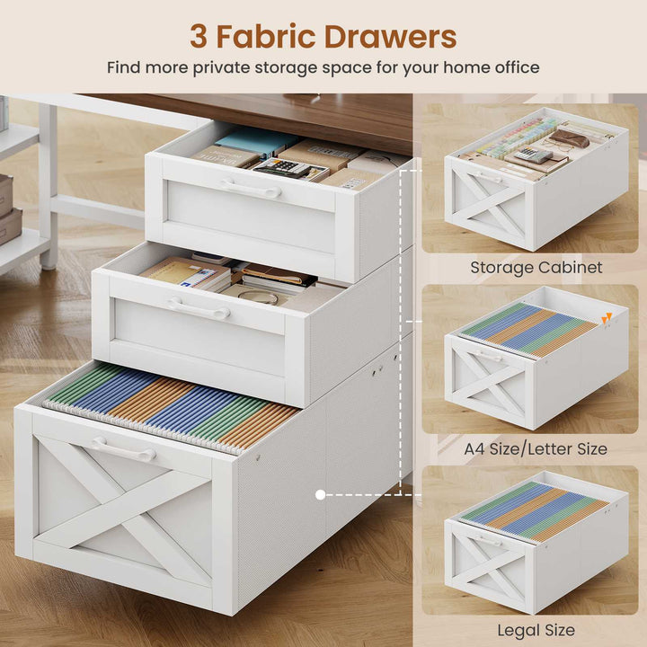 SEDETA 63 Inch L Shaped Electric Standing Desk with 3 Drawers for Office and Gaming Height Adjustable Desk with 3 Fabric Drawers Convertible L Shaped Desk or 2 Person Desk Sit Stand Desk