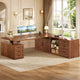 SEDETA® 71 Inch Height Adjustable Electric Standing Desk with 6 Drawers L Shaped Office Desk with Power Outlet Sit Stand Large Computer Desk with Storage Shelves