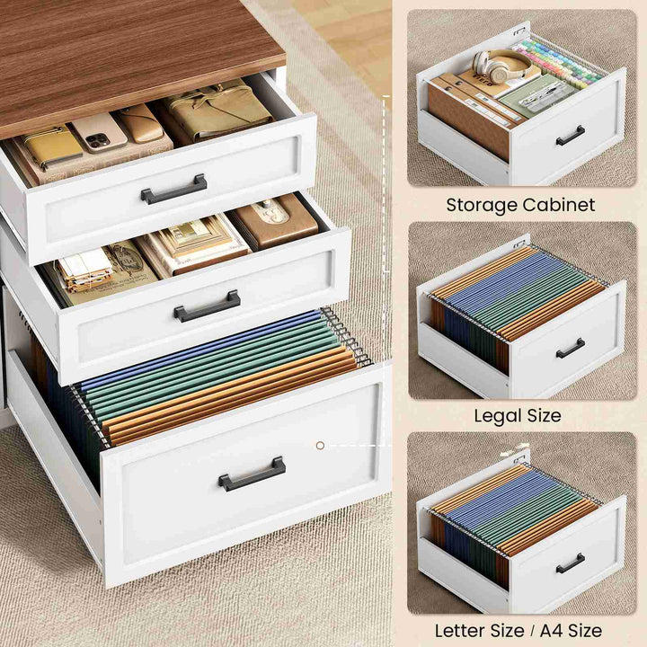 SEDETA® 71 Inch Height Adjustable Electric Standing Desk with 6 Drawers L Shaped Office Desk with Power Outlet Sit Stand Large Computer Desk with Storage Shelves