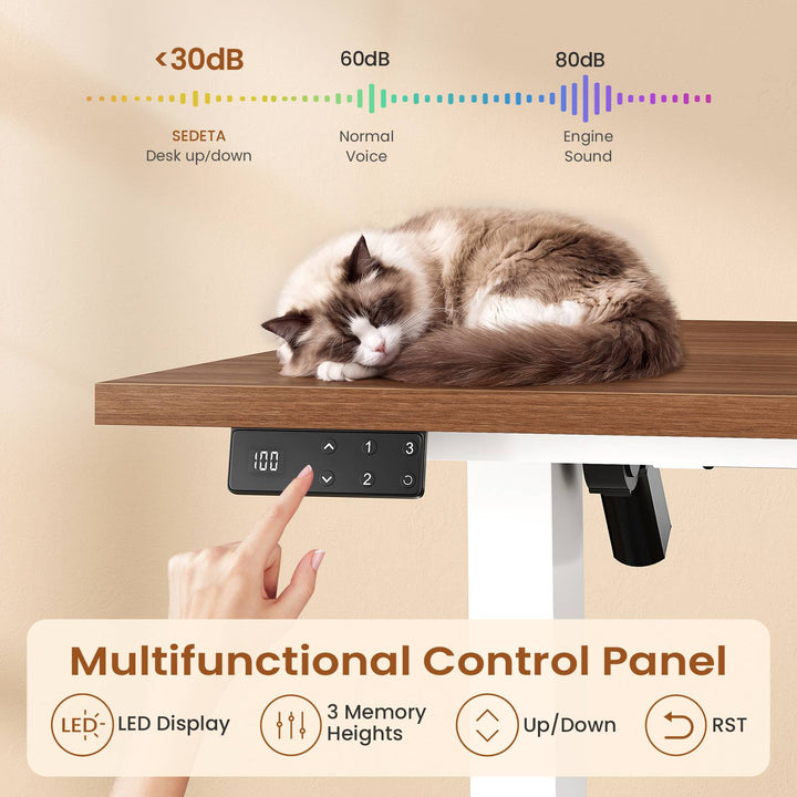 SEDETA® 71 Inch Height Adjustable Electric Standing Desk with 6 Drawers L Shaped Office Desk with Power Outlet Sit Stand Large Computer Desk with Storage Shelves