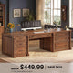 SEDETA 70.8 Inch Office Executive Desk with 7 Storage Drawers Charging Station Wood Computer Desk with 2 File Drawers Writing Desk Study Table