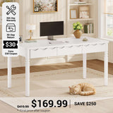 SEDETA® 47 Inch Solid Pine Wood Computer Desk with 3 Wood Drawers Executive Home Office Desk for Work Study Writing Bedroom Makeup Vanity Desk