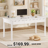 SEDETA | 47 Inch Solid Pine Wood Executive Desk with 3 Drawers Home Office Desk for Work Study Writing Makeup Vanity Desk  for Bedroom