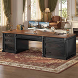 SEDETA | 70.8 Inch Home Office Desk with 7 Storage Drawers Charging Station Executive Desk with 2 File Drawers Writing Desk Study Table
