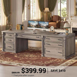 SEDETA | 70.8 Inch Home Office Desk with 7 Storage Drawers Charging Station Executive Desk with 2 File Drawers Writing Desk Study Table