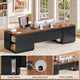 SEDETA 78.7 Inch Executive Desk with Drawers and Power Outlets Large Home Office Computer Desk with File Drawer Storage Cabinet Open Shelves CPU Stand Wood Workstation