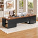 SEDETA 78.7 Inch Executive Desk with Drawers and Power Outlets Large Home Office Computer Desk with File Drawer Storage Cabinet Open Shelves CPU Stand Wood Workstation