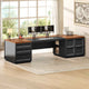 SEDETA 78.7 Inch Executive Desk with Drawers and Power Outlets Large Home Office Computer Desk with File Drawer Storage Cabinet Open Shelves CPU Stand Wood Workstation