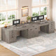 SEDETA 110.2 Inch Long 2 Person Desk with 9 Drawers for Home Office Long Computer Desk with Storage Cabinet Gaming Double Desk with Power Outlets Two Person Office Desk with Drawers