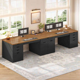 SEDETA® 110.2 Inch Long 2 Person Desk with 9 Drawers Power Outlets Long Computer Desk with Storage Cabinet Gaming Double Desk Two Person Desk for Home Office