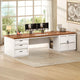 SEDETA 78.7 Inch Executive Desk with Drawers and Power Outlets Large Home Office Computer Desk with File Drawer Storage Cabinet Open Shelves CPU Stand Wood Workstation