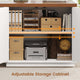 SEDETA 78.7 Inch Executive Desk with Drawers and Power Outlets Large Home Office Computer Desk with File Drawer Storage Cabinet Open Shelves CPU Stand Wood Workstation