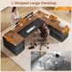 SEDETA 78.7 Inch L Shaped Executive Desk with Mobile File Cabinet Power Outlet Large Home Office Computer Desk with Drawers Storage Shelves Privacy Baffle