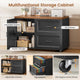 SEDETA 78.7 Inch L Shaped Executive Desk with Mobile File Cabinet Power Outlet Large Home Office Computer Desk with Drawers Storage Shelves Privacy Baffle