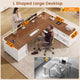 SEDETA 78.7 Inch L Shaped Executive Desk with Mobile File Cabinet Power Outlet Large Home Office Computer Desk with Drawers Storage Shelves Privacy Baffle