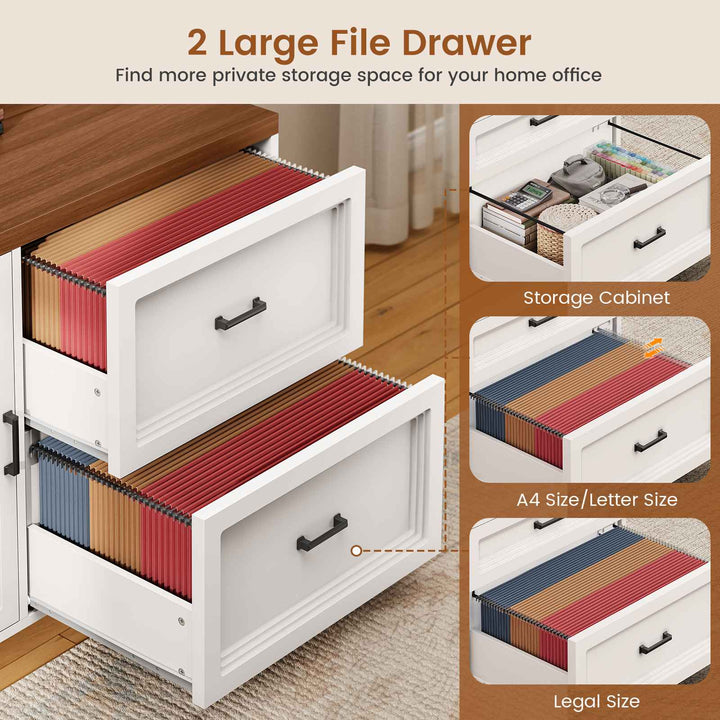 SEDETA 78.7 Inch L Shaped Executive Desk with Mobile File Cabinet Power Outlet Large Home Office Computer Desk with Drawers Storage Shelves Privacy Baffle